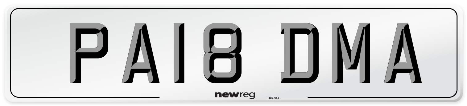 PA18 DMA Number Plate from New Reg